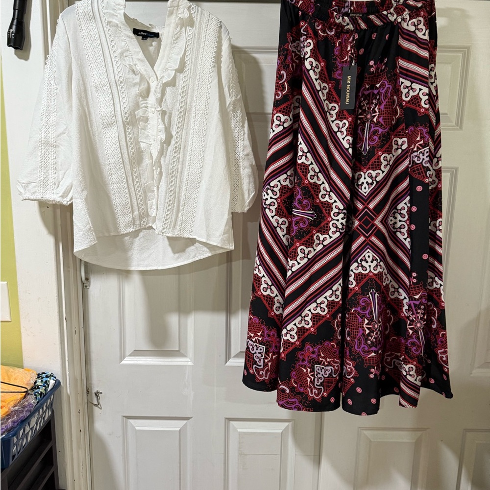 Alice Blue Black and Purple Maxi Skirt